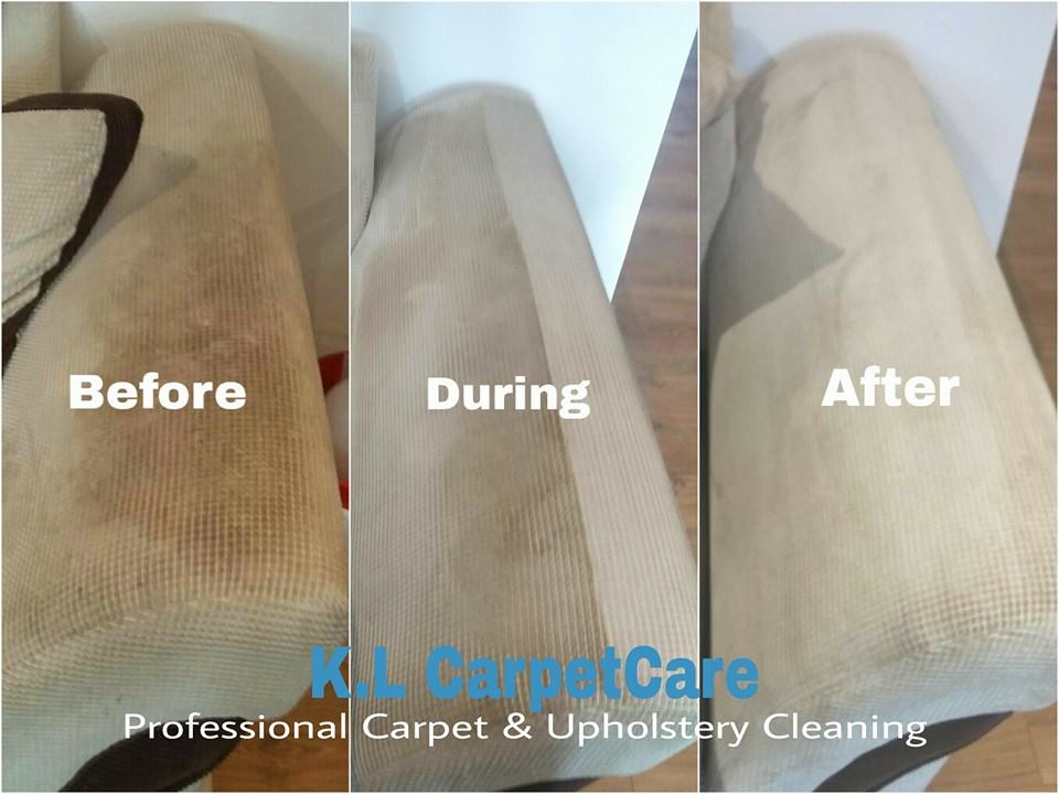Before during and after a sofa clean in Lincoln